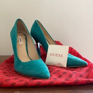 Guess Leather Teal Heels Size 5